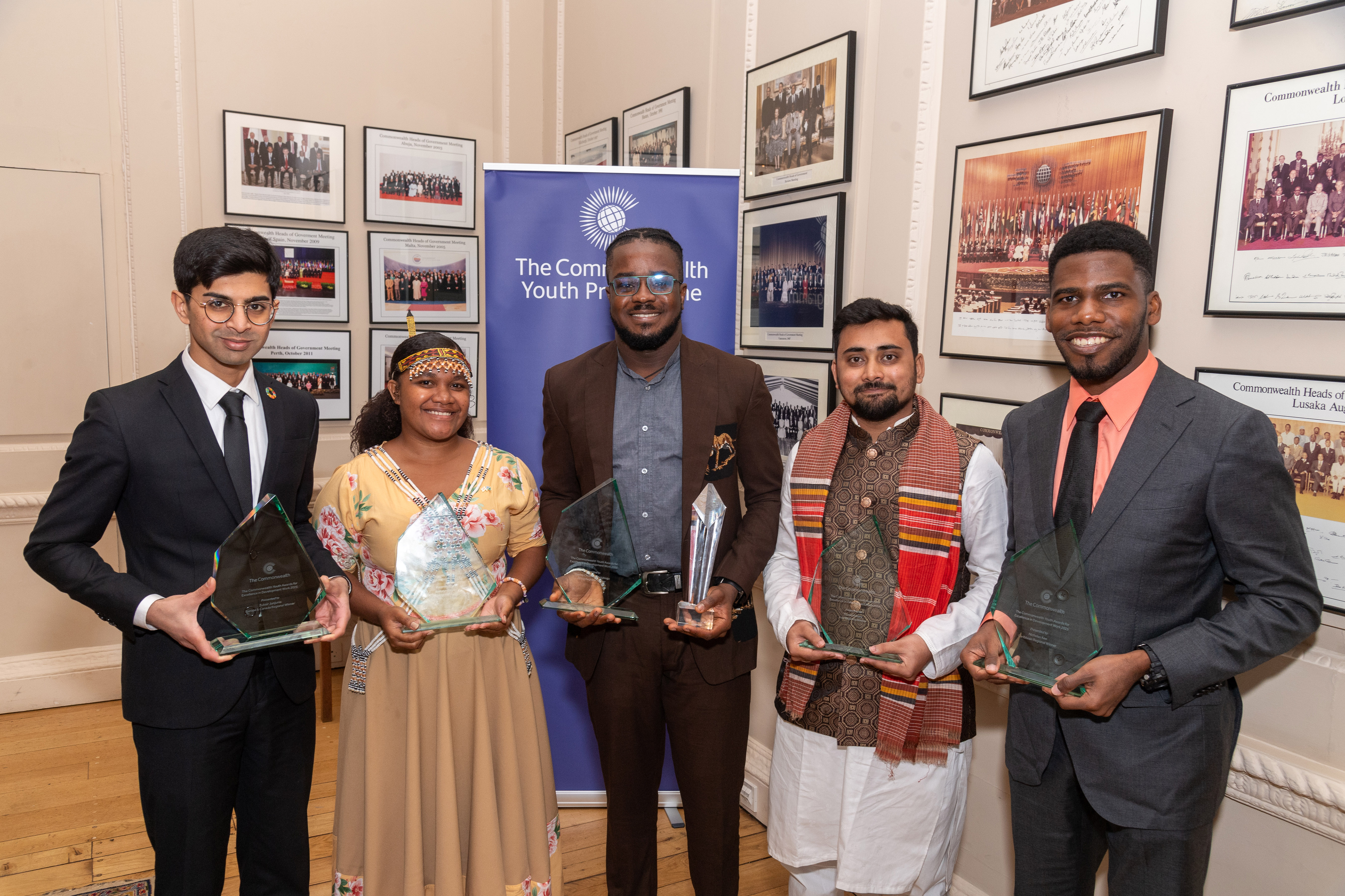 5 youth winners standing in a line smiling for picture