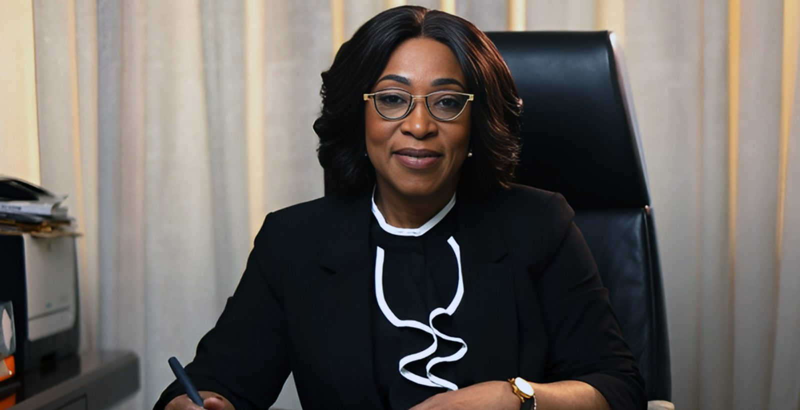 Commonwealth Secretary General Shirley Botchwey at desk