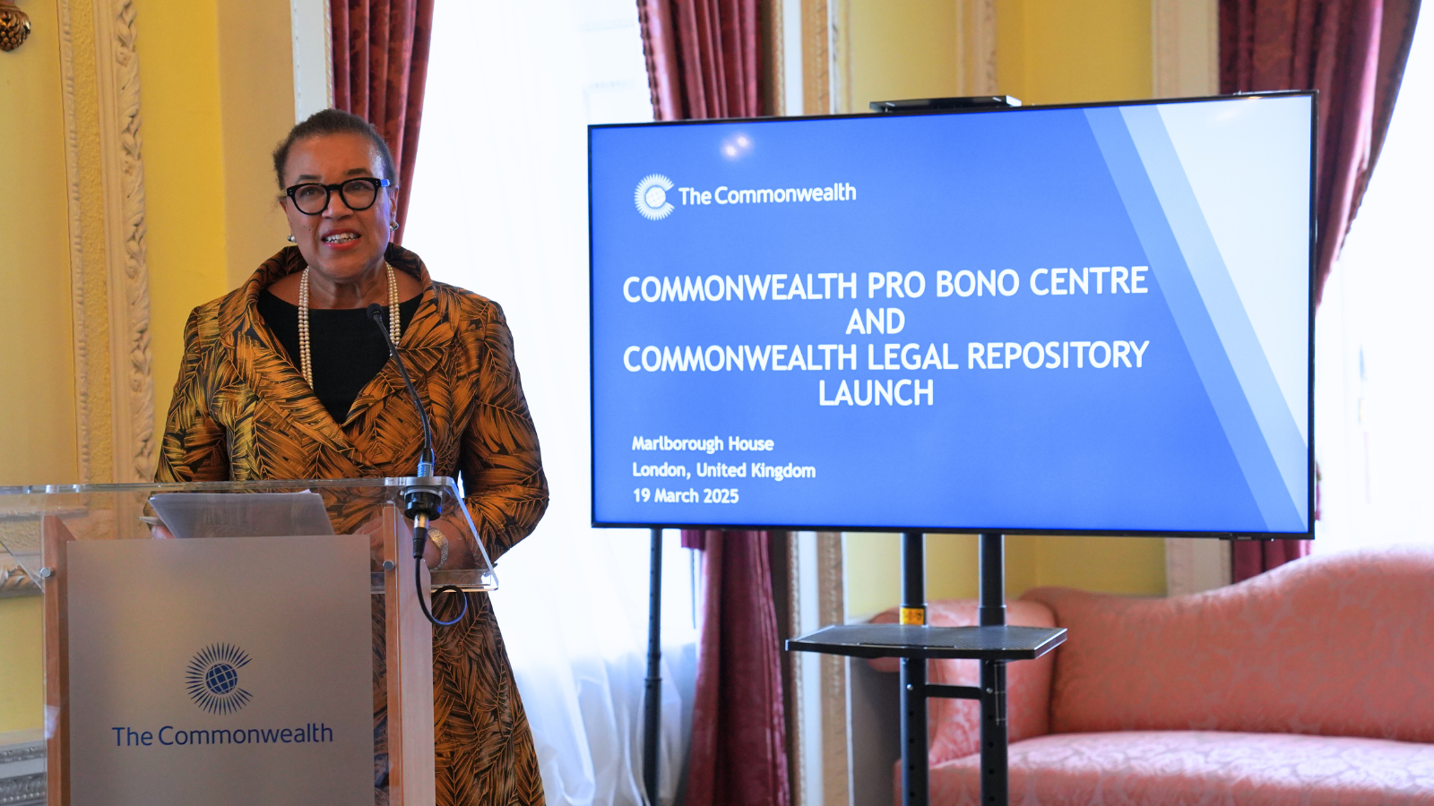 SG Patricia standing talking at pro bono launch